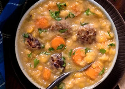 Hearty Split Pea Soup with Country Garlic Sausages