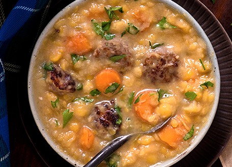 Hearty Split Pea Soup with Country Garlic Sausages
