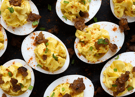 Deviled Eggs with Italian Sausage