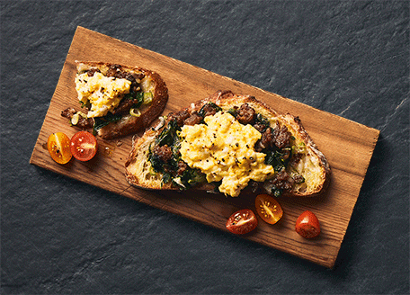 Egg and Sausage Open-Faced Sandwich