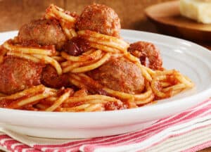 Puttanesca Spaghetti with Meatballs