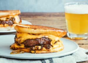 Sausage Melt with American Cheese and Caramelized Onions